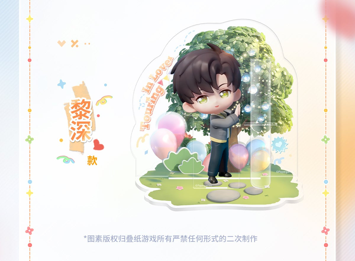 Two animated characters with colorful backgrounds and text on a white background